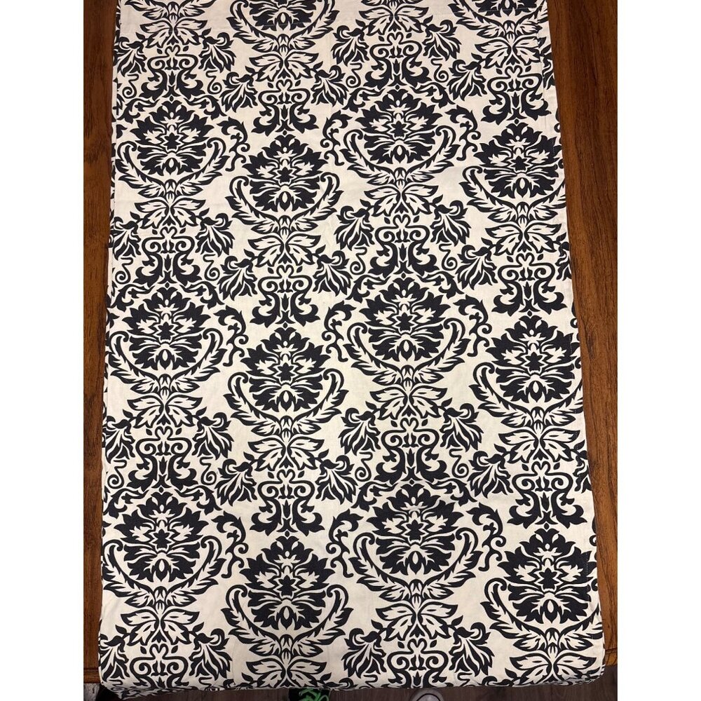 Pier 1 Imports Damask Curtains 4 Panels 52" X 96" Black‎ & White Cotton